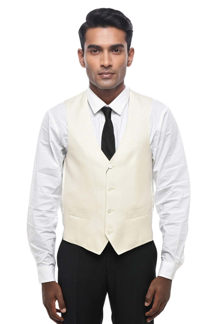 Off White V Neck Waistcoat 1