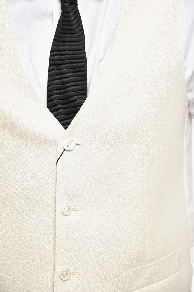 Off White V Neck Waistcoat 3