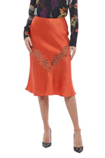 Orange Lace Midi Skirt 1