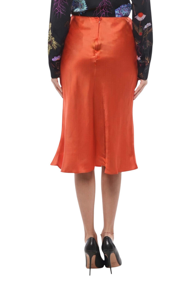 Orange Lace Midi Skirt 2