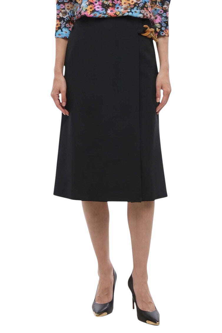 Black Solid Midi Skirt 1