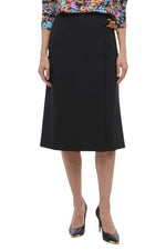 Black Solid Midi Skirt 1