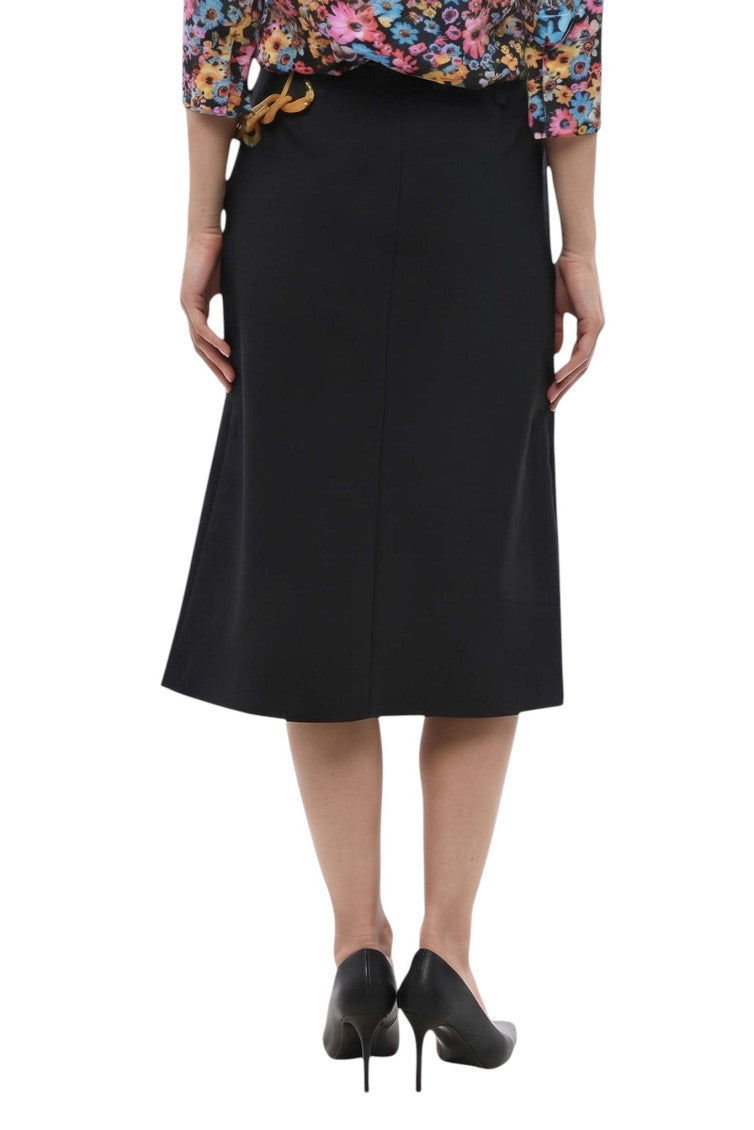 Black Solid Midi Skirt 2