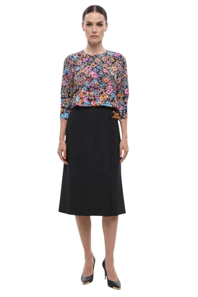 Black Solid Midi Skirt 4