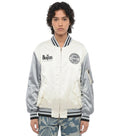 White Graphic Band Collar Jacket 1
