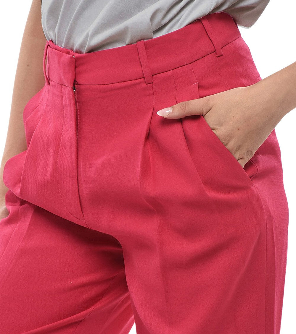 Red Tailored Pleated Pants 3