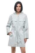 Sky Blue Solid Hood Trench Coat 1