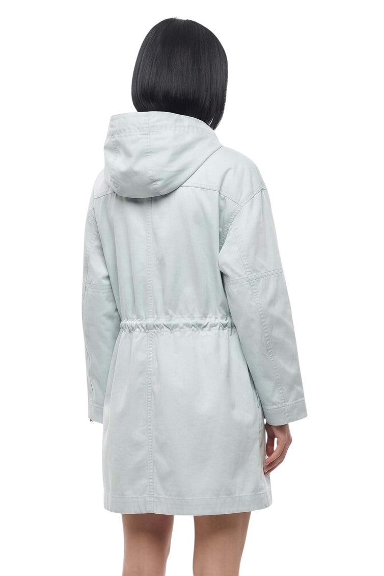 Sky Blue Solid Hood Trench Coat 2