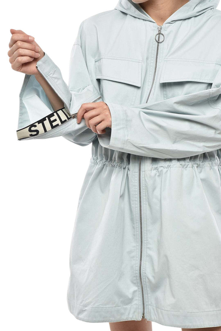 Sky Blue Solid Hood Trench Coat 3