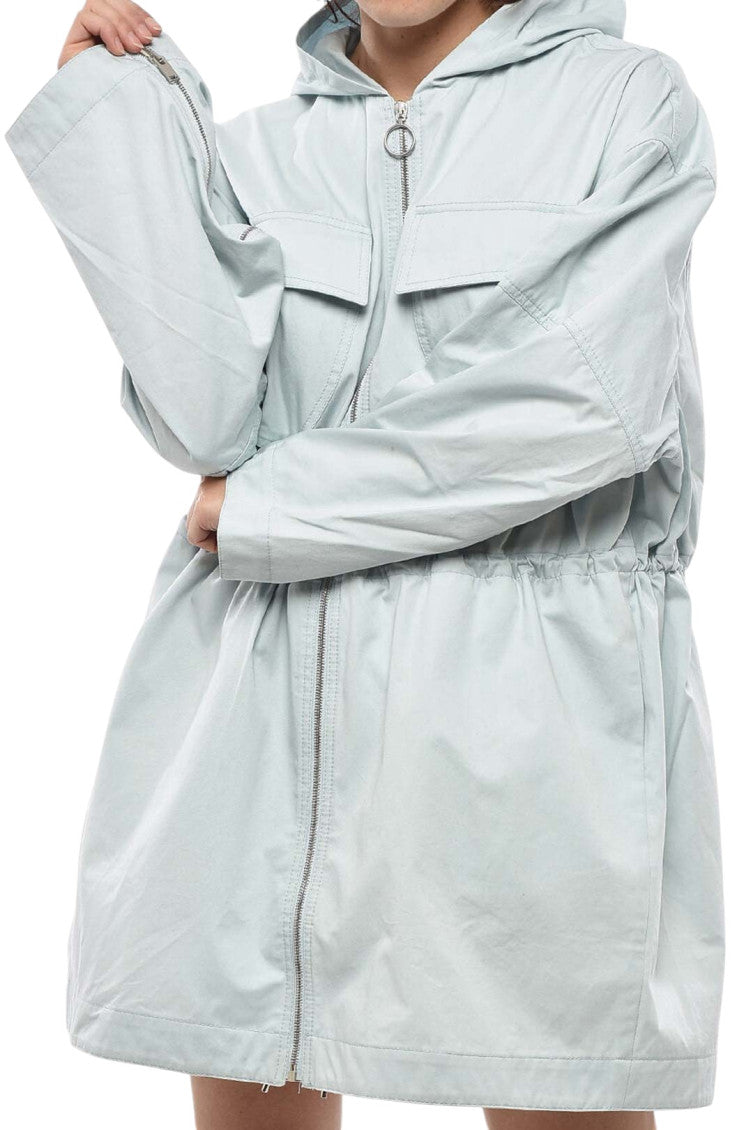 Sky Blue Solid Hood Trench Coat 4