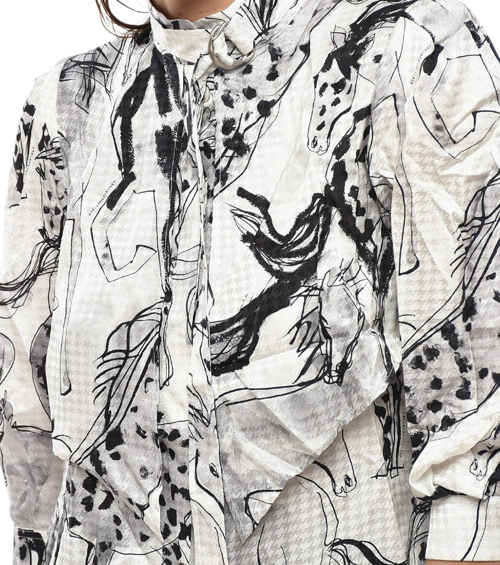BlackWhite Printed Mock Collar Top 3