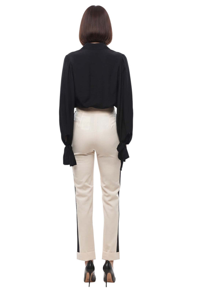 Off White Slim Flat Front Pants 4