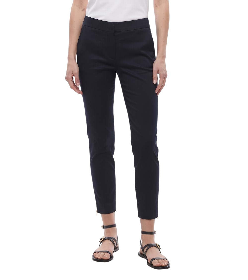 Navy Blue Slim Flat Front Pants 1