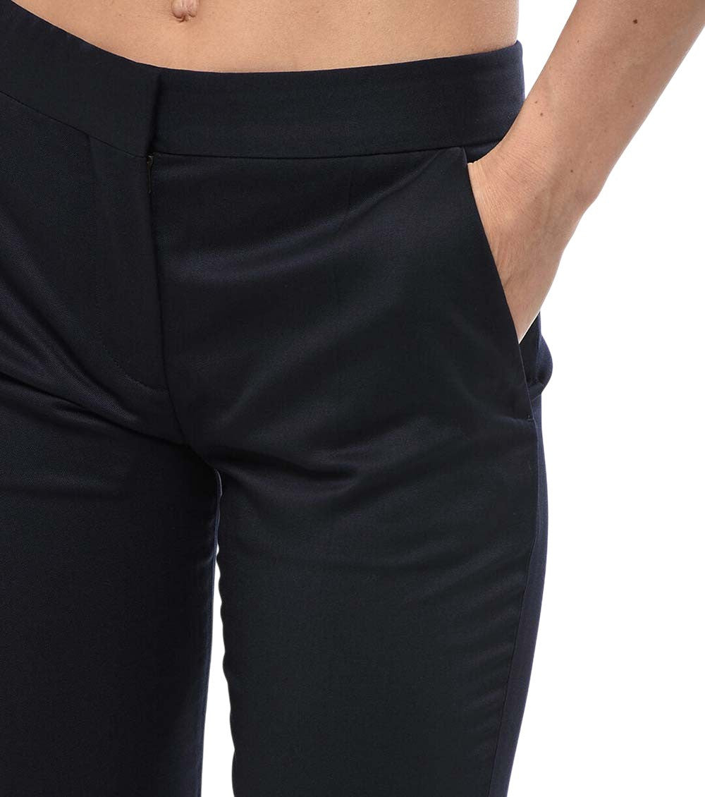 Navy Blue Slim Flat Front Pants 3