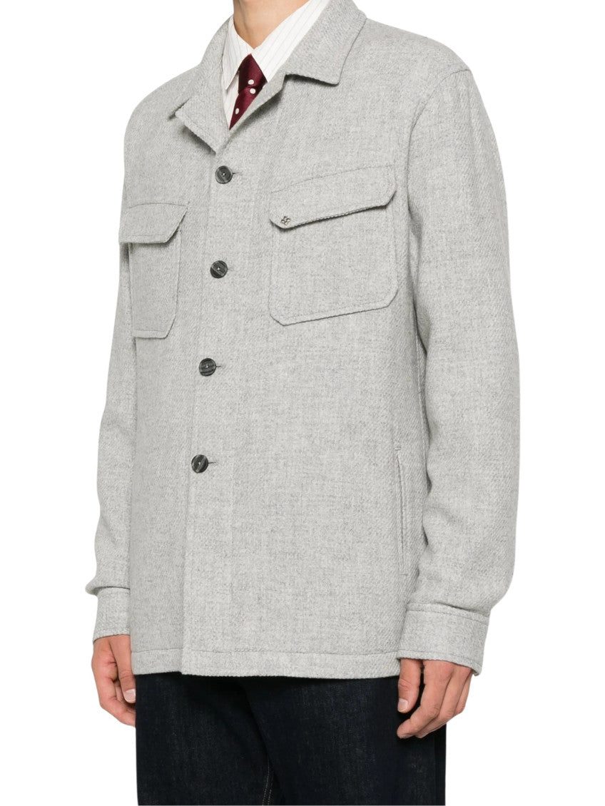 Light Grey Textured  Shirt Jacket 2