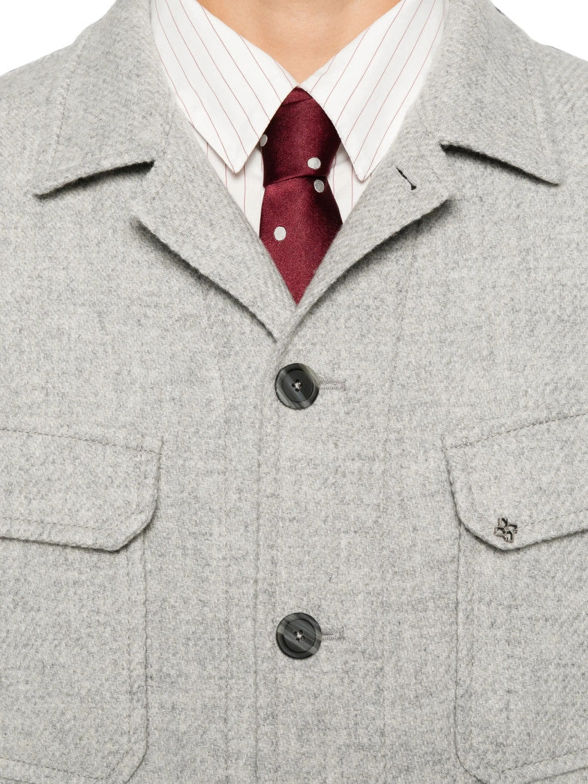 Light Grey Textured  Shirt Jacket 4