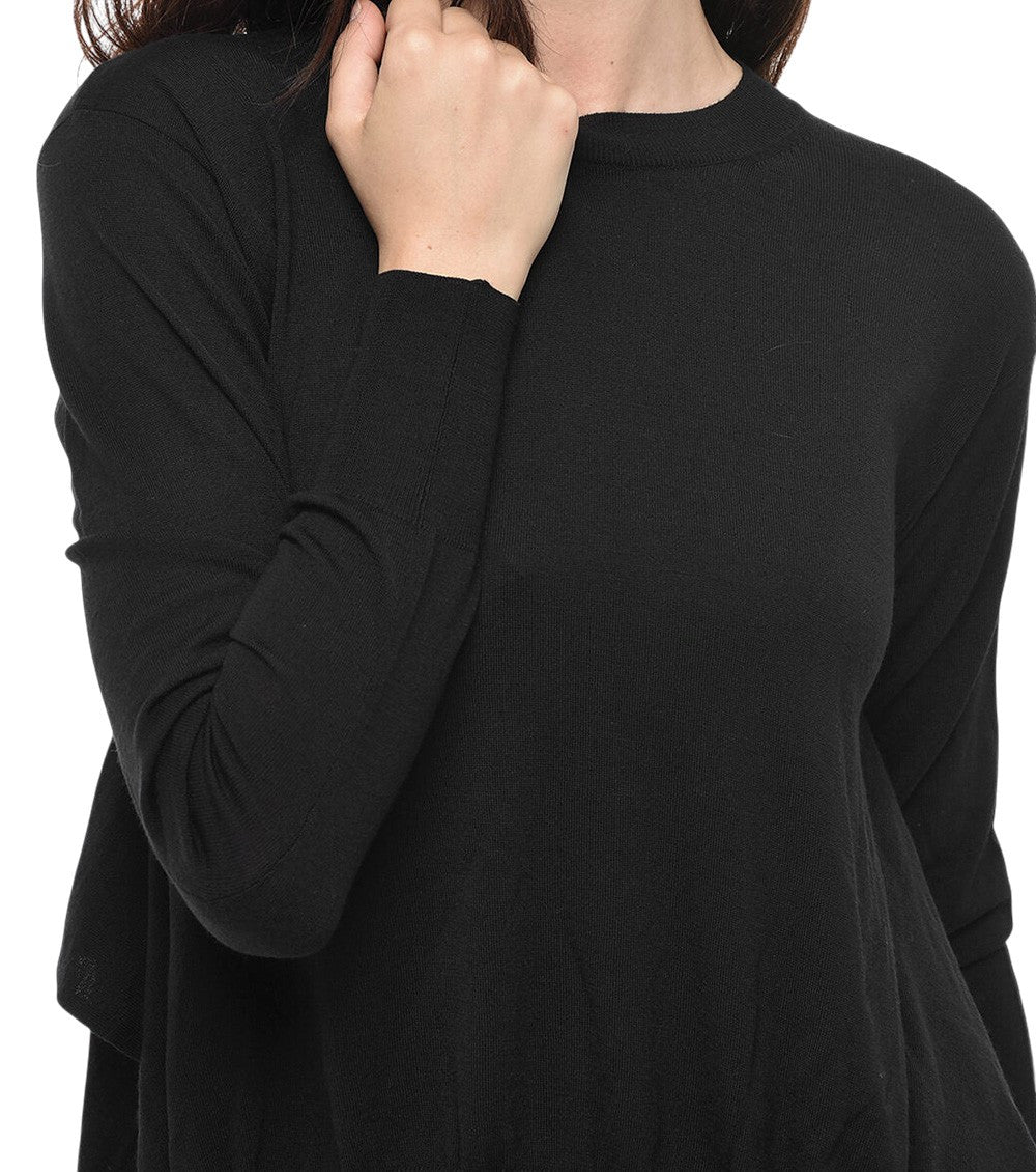 Black Solid Crew Neck Sweater 3