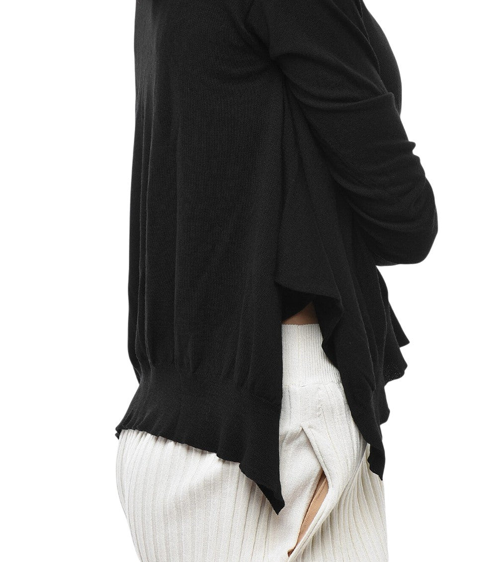 Black Solid Crew Neck Sweater 4