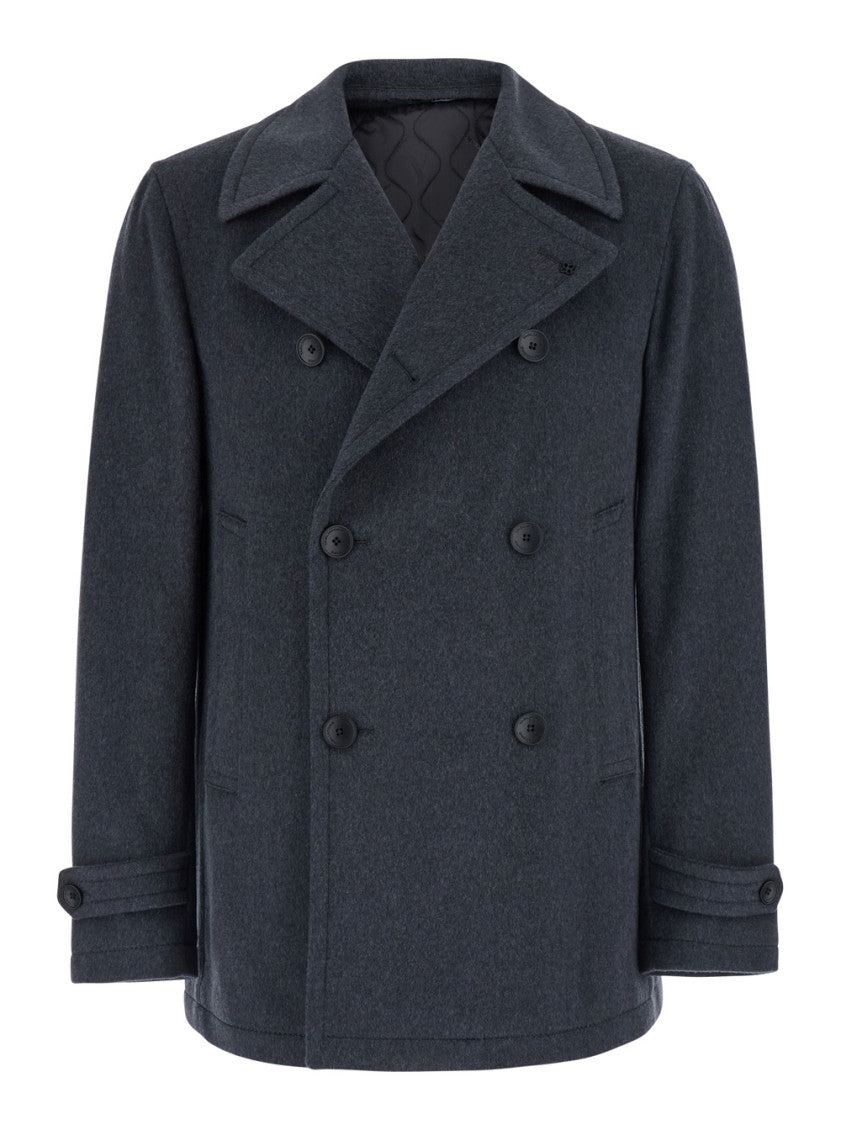 Dark Grey Double Breasted Coat 1
