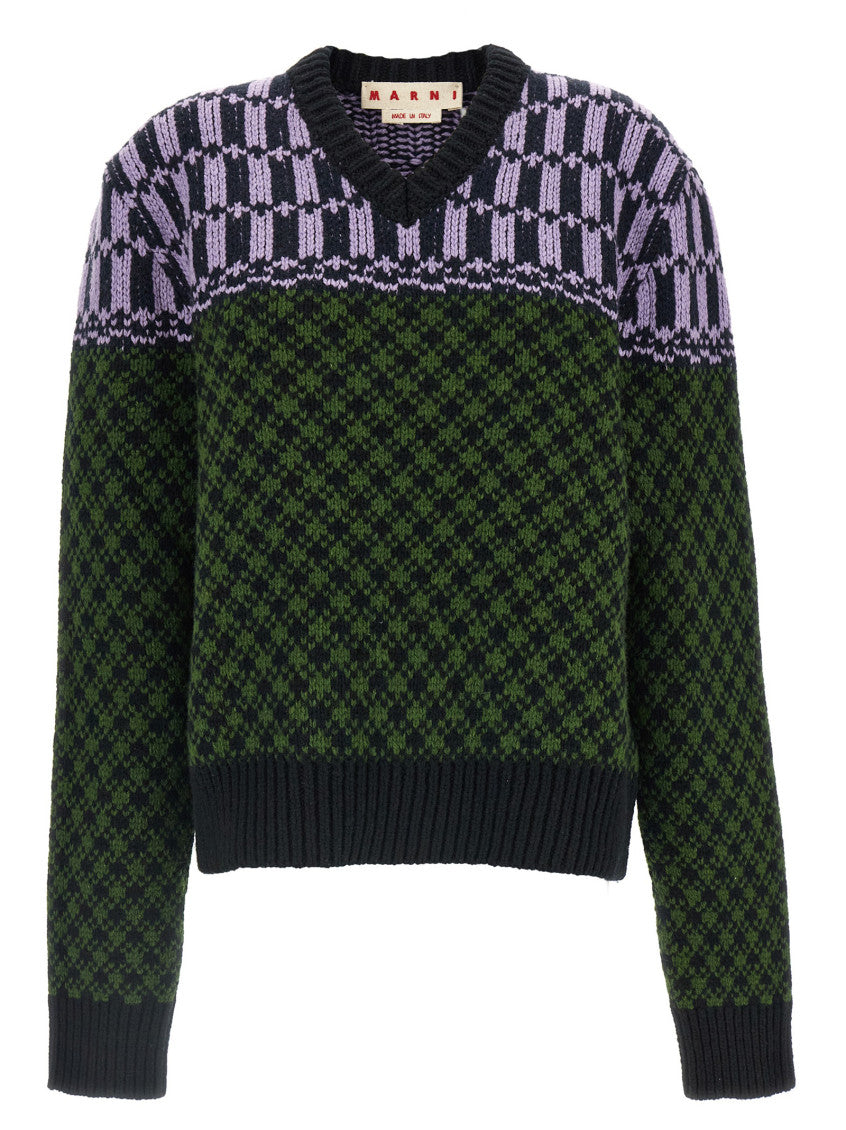 Multicolor V Neck Sweater 1