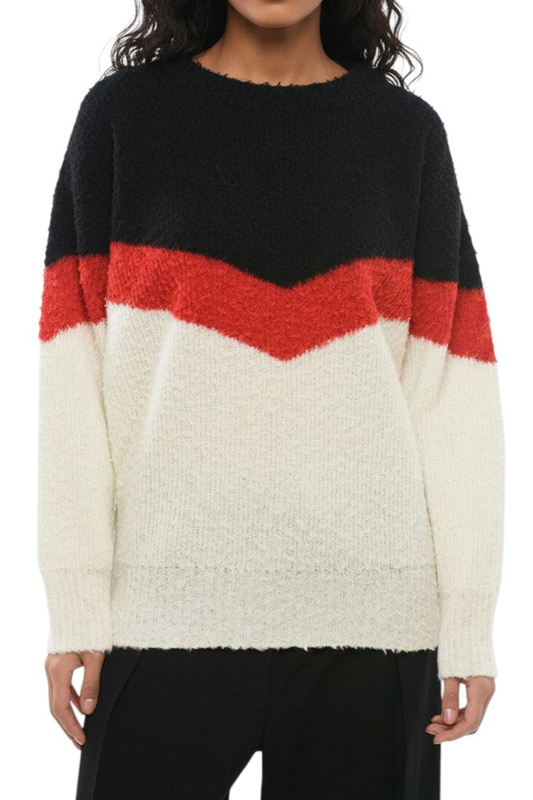 Multicolor Color Block Crew Neck Sweater 1