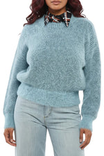 Sky Blue Knitted Crew Neck Sweater 1