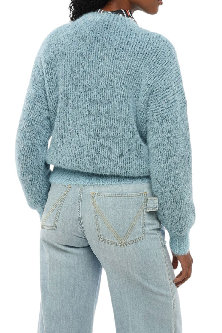 Sky Blue Knitted Crew Neck Sweater 2