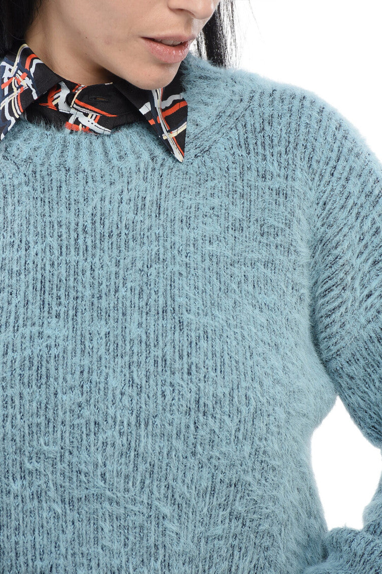 Sky Blue Knitted Crew Neck Sweater 3