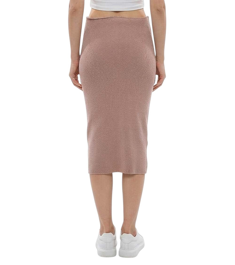 Light Pink Textured Midi Skirt 2