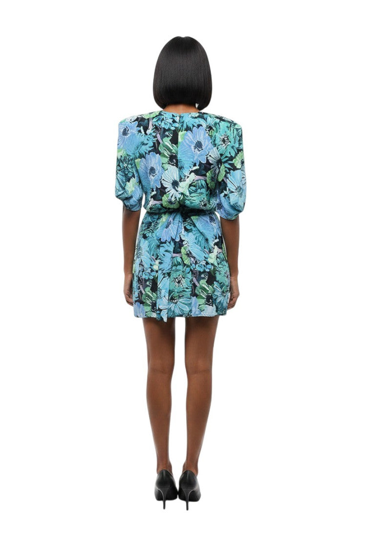 Sky Blue Floral Crew Neck Mini Dress 2
