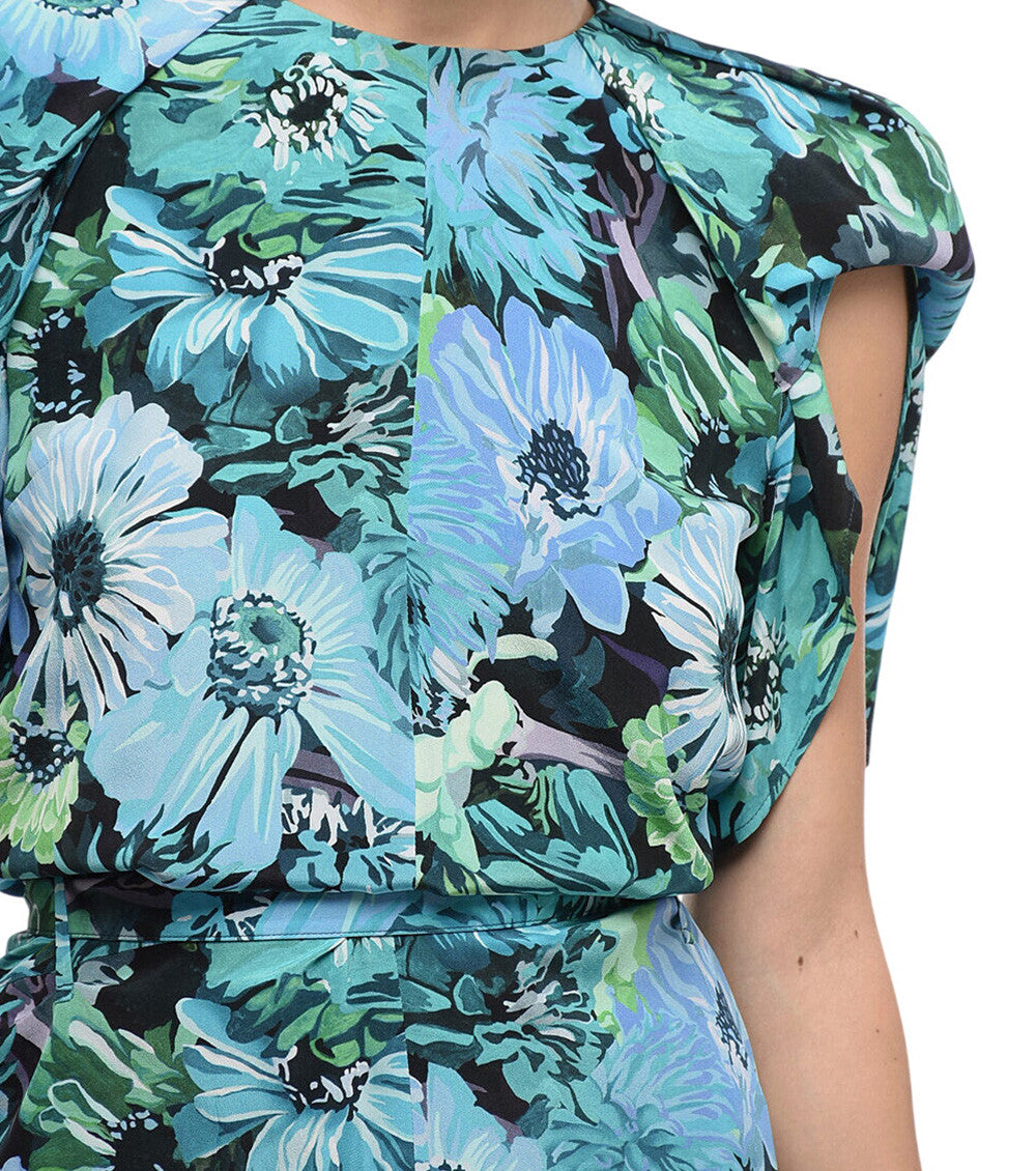 Sky Blue Floral Crew Neck Mini Dress 3