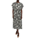 BlackWhite Floral Round Neck Midi Dress 1