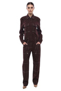 Maroon Shirt Collar Jumpsuit 1