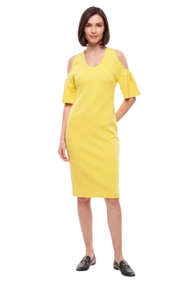 Yellow Scoop Neck Knee Length Dress 1
