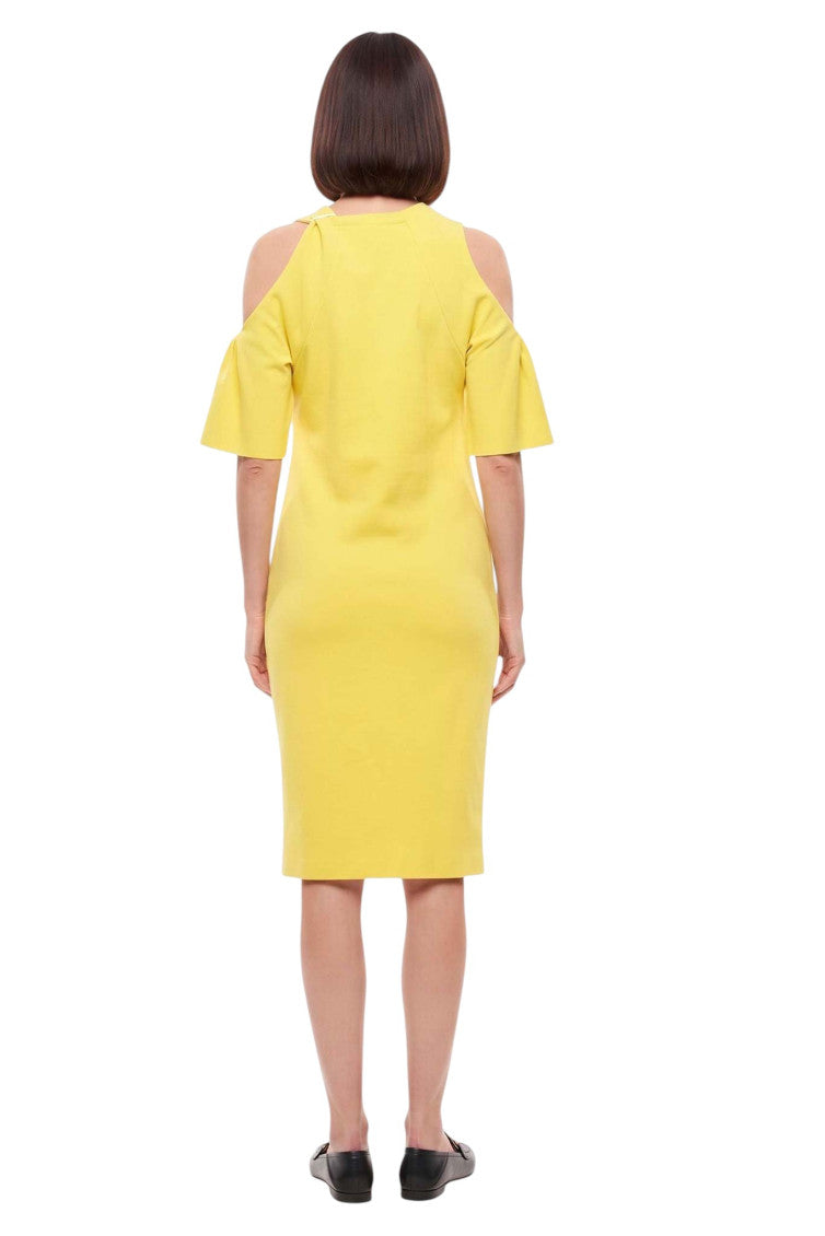 Yellow Scoop Neck Knee Length Dress 2