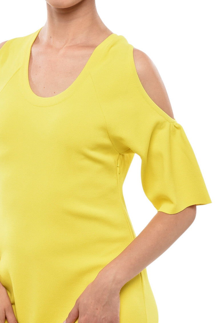 Yellow Scoop Neck Knee Length Dress 3