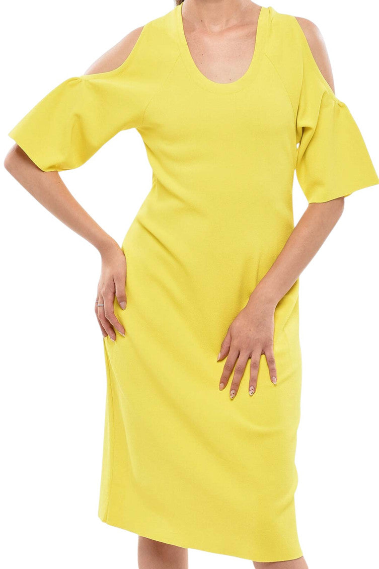 Yellow Scoop Neck Knee Length Dress 4