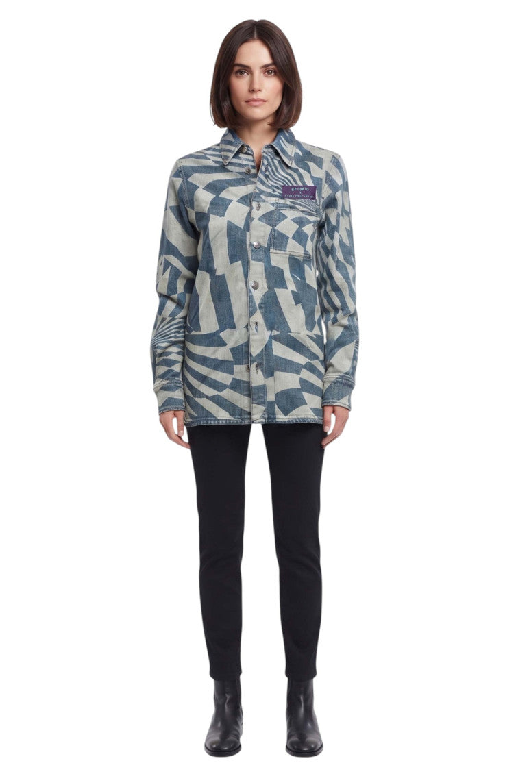 Blue Regular Geometric Shirt 4