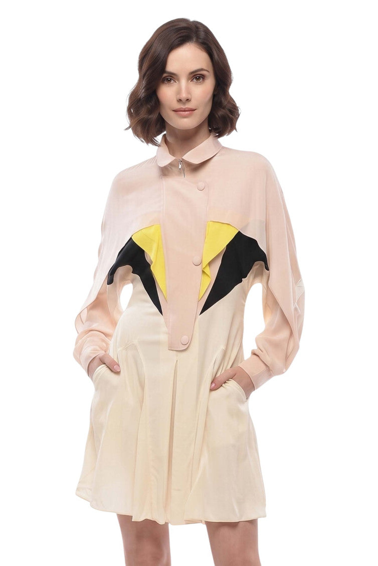 Light Pink Color Block Mini Dress 1