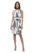 Blue Printed Crew Neck Mini Dress 1