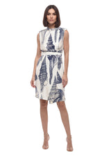 Blue Printed Crew Neck Mini Dress 1