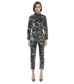 Black Abstract Mock Collar Jumpsuit 1