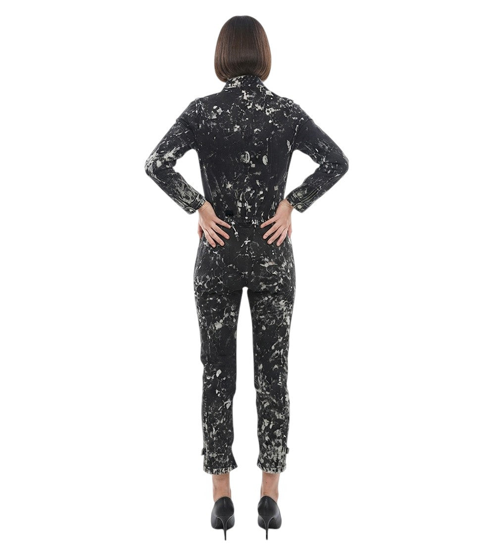Black Abstract Mock Collar Jumpsuit 2