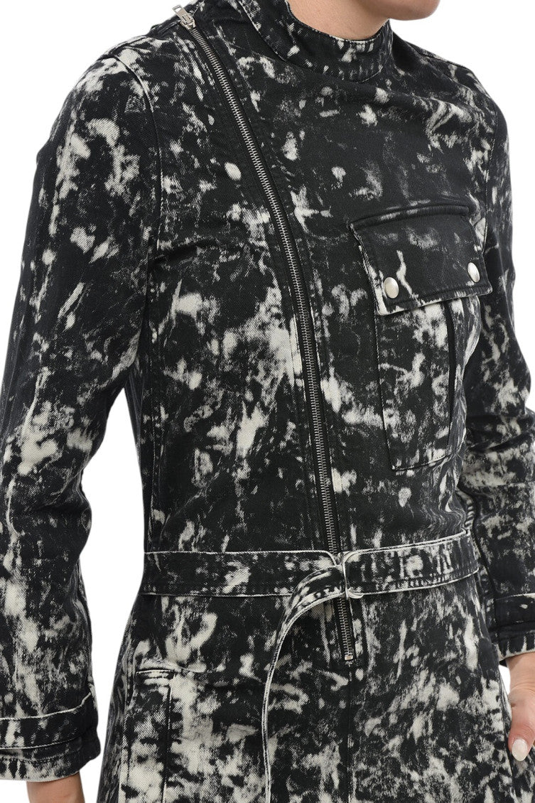 Black Abstract Mock Collar Jumpsuit 3