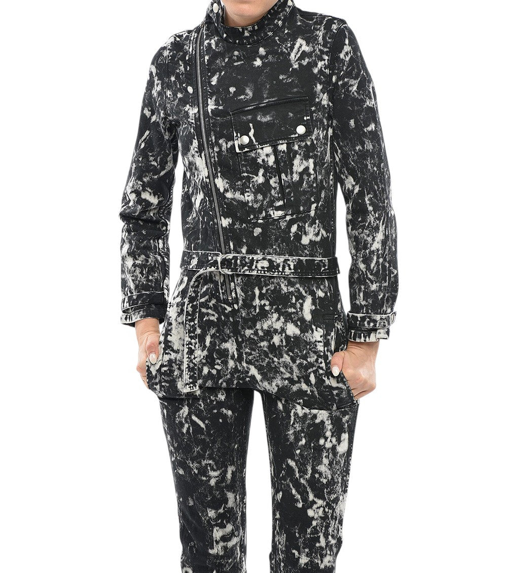 Black Abstract Mock Collar Jumpsuit 4