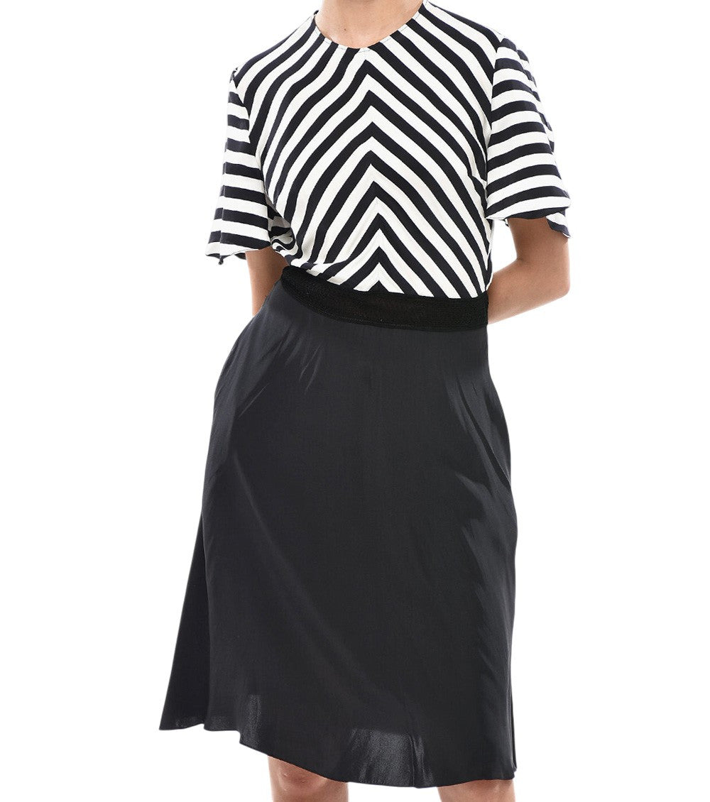 BlackWhite Stripes Round Neck Dress 4