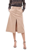 Beige Solid Midi Skirt 1