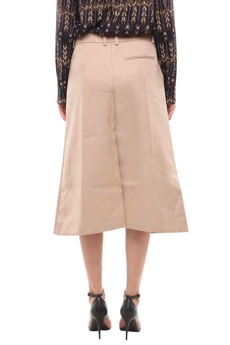 Beige Solid Midi Skirt 2