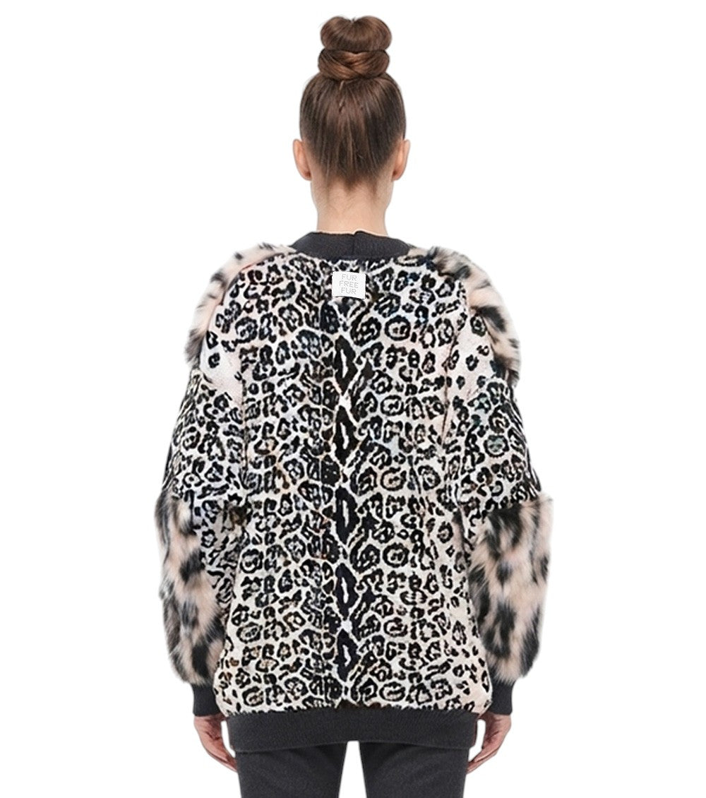 Multicolor Animal Print V Neck Sweater 2