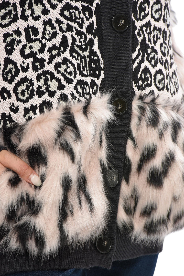 Multicolor Animal Print V Neck Sweater 3